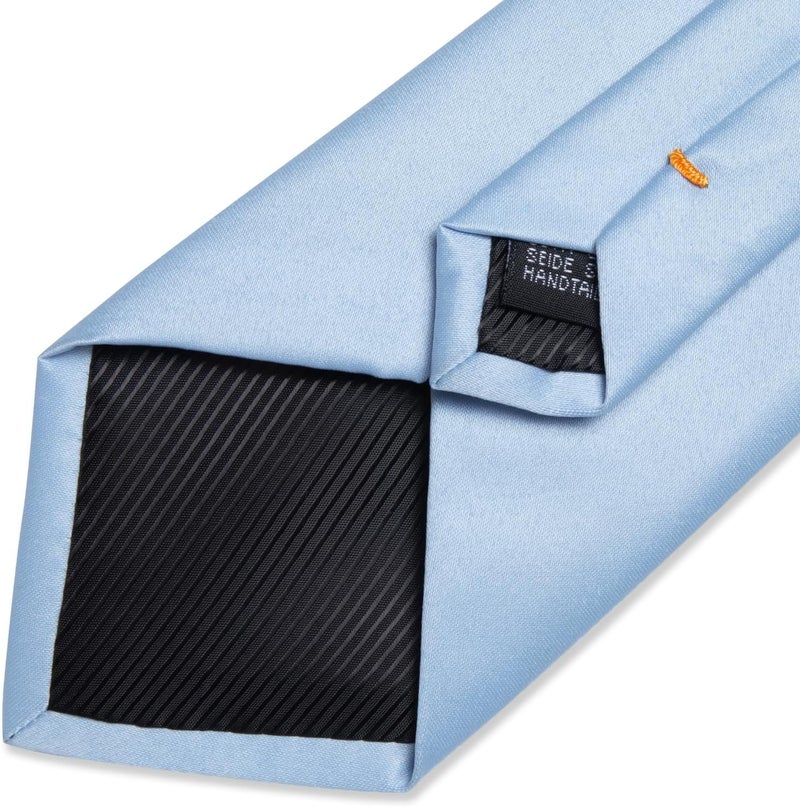 DiBanGu Mens Solid Color Tie and Pocket Square Set Woven Silk Plain Necktie & Handkerchief for Men Wedding Party Formal - Image 5